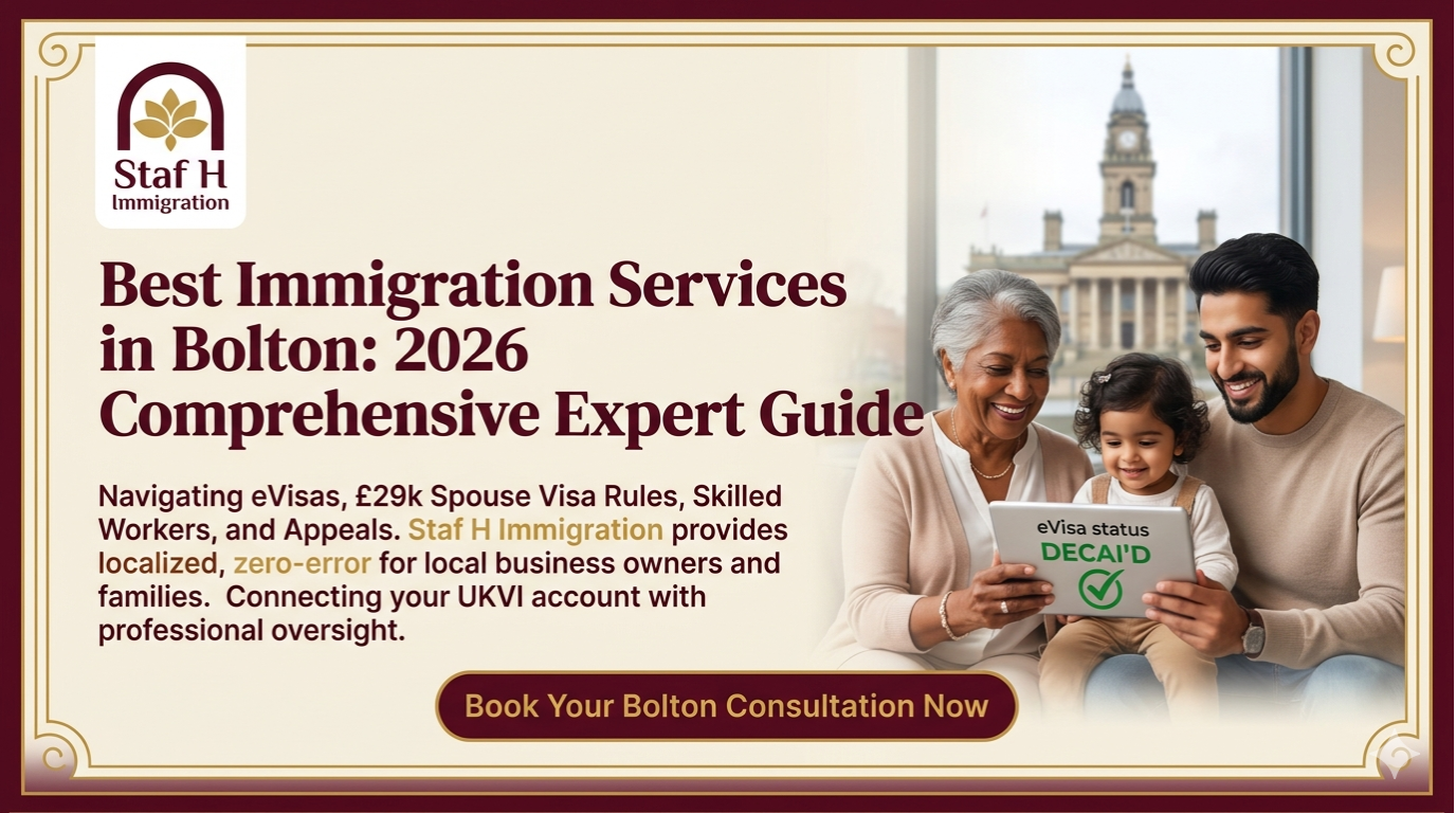 Professional spouse visa expert Bolton providing guidance on UK partner visa applications and 2026 immigration rules.